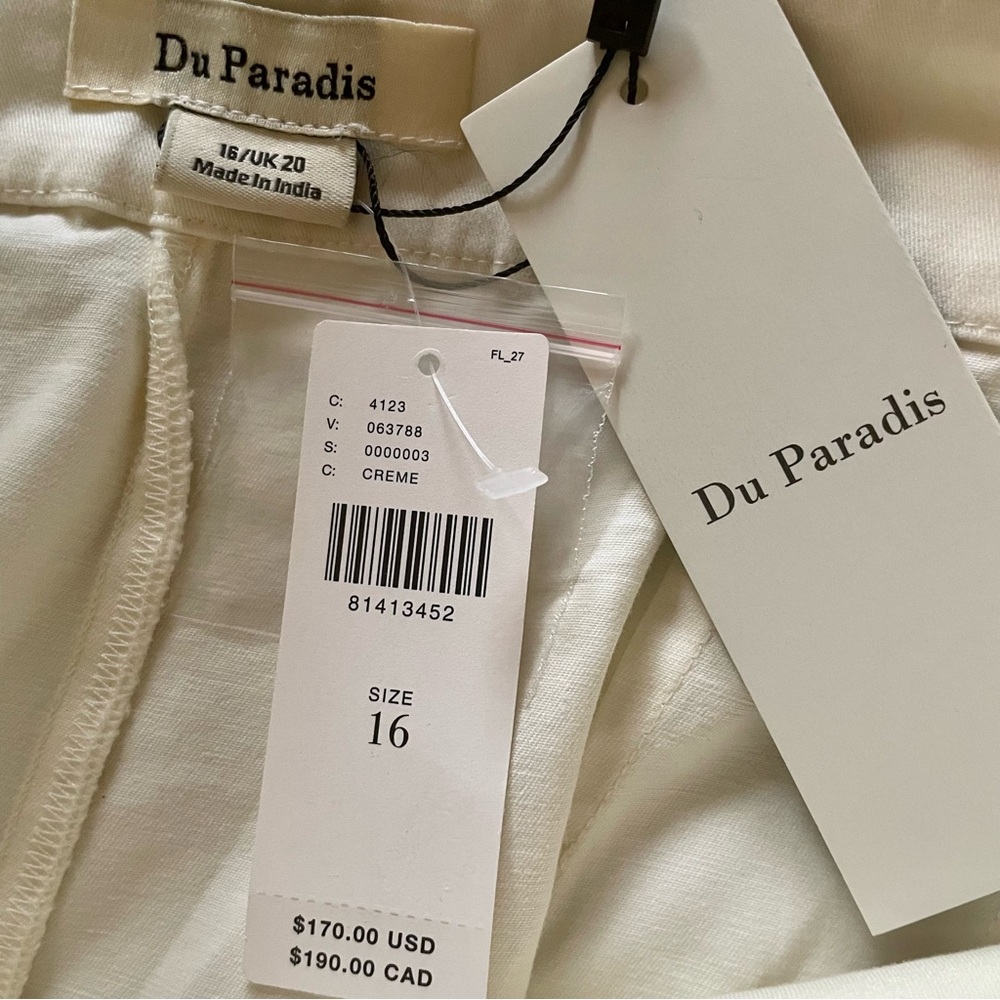 Anthropologie Du Paradis Cargo Cotton Chino Trousers Size 16 NWT Neutral Basic - Picture 6 of 15
